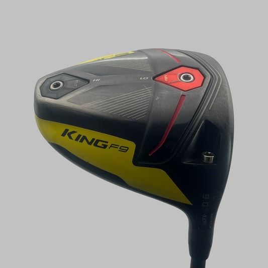 Begagnad Cobra King F9 Speedback golfdriverhuvud med justerbar vikt och gul-svart yta